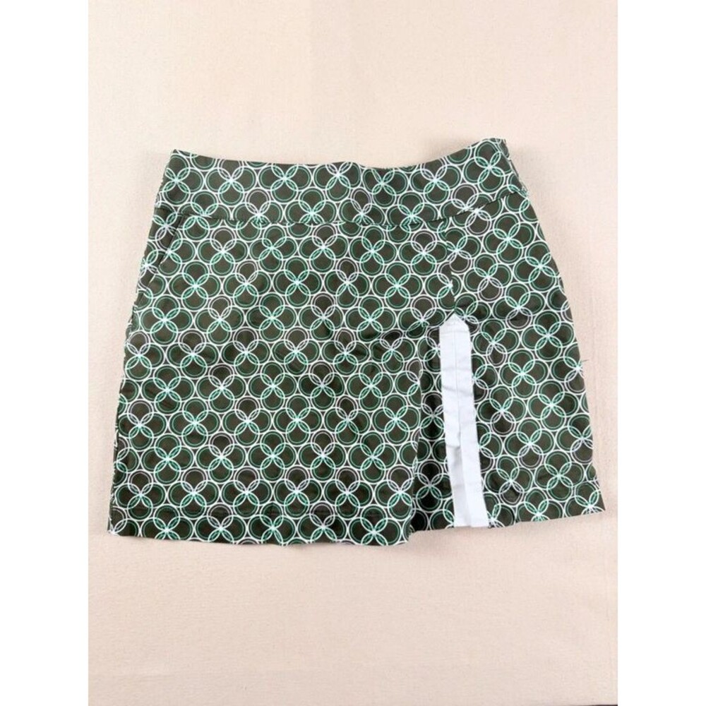 Lija Golf Skort Size 10 Green Geometric Print Built In Shorts
